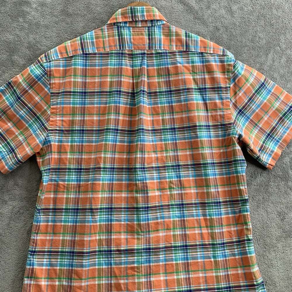 Ralph Lauren Shirt Mens Large Slim Orange Flannel Plaid Flesh Pony Casual Preppy - Picture 9 of 9